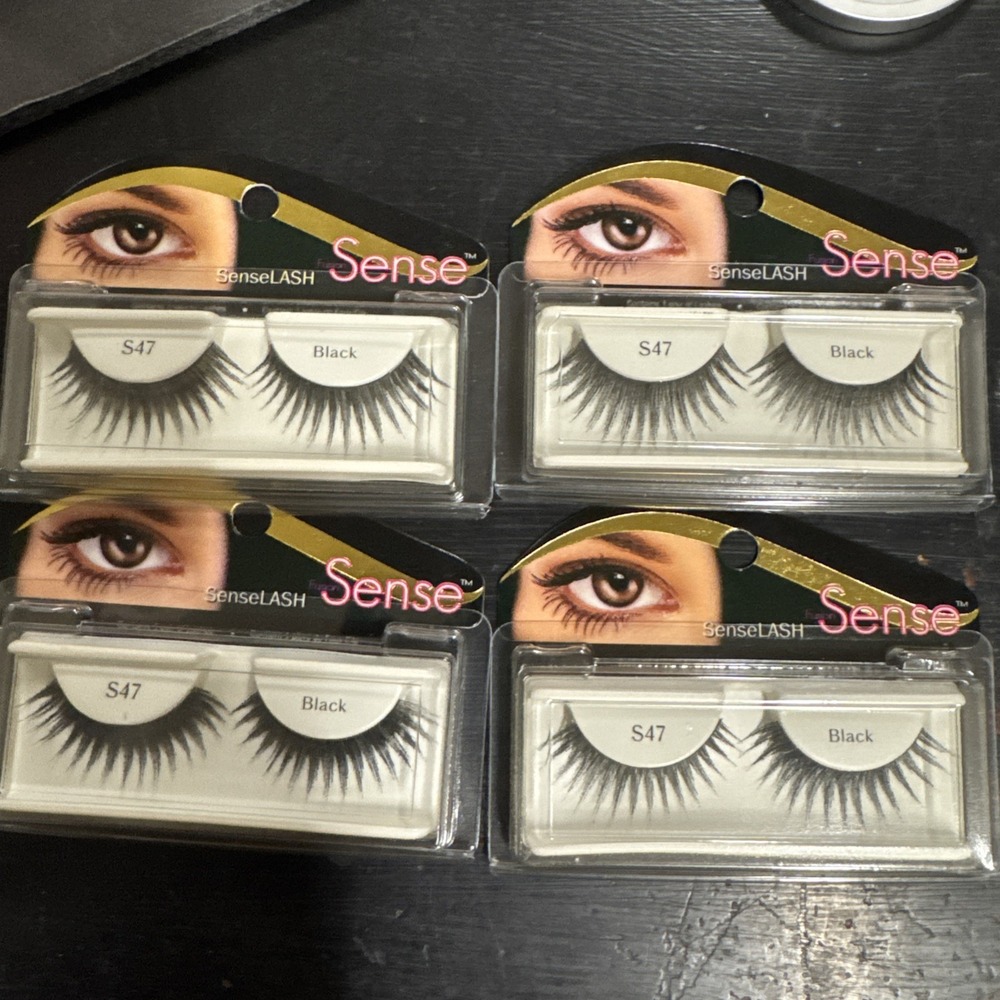 4 Pair Sense Eyelashes S-47 Black Dramatic Glamour Lashes